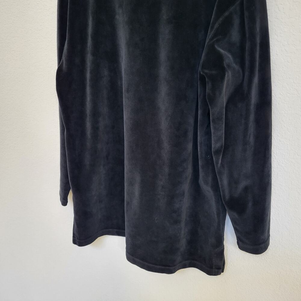 Vintage Velour Top 90s Jones Wear Womens Medium Black Long Sleeve Oversize - Picture 10 of 10